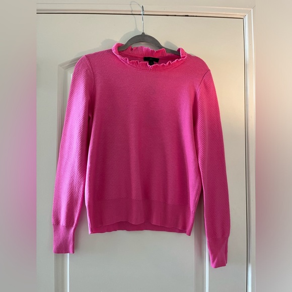 J Crew | NWT | Ruffle Neck Pink Sweater - Picture 1 of 4